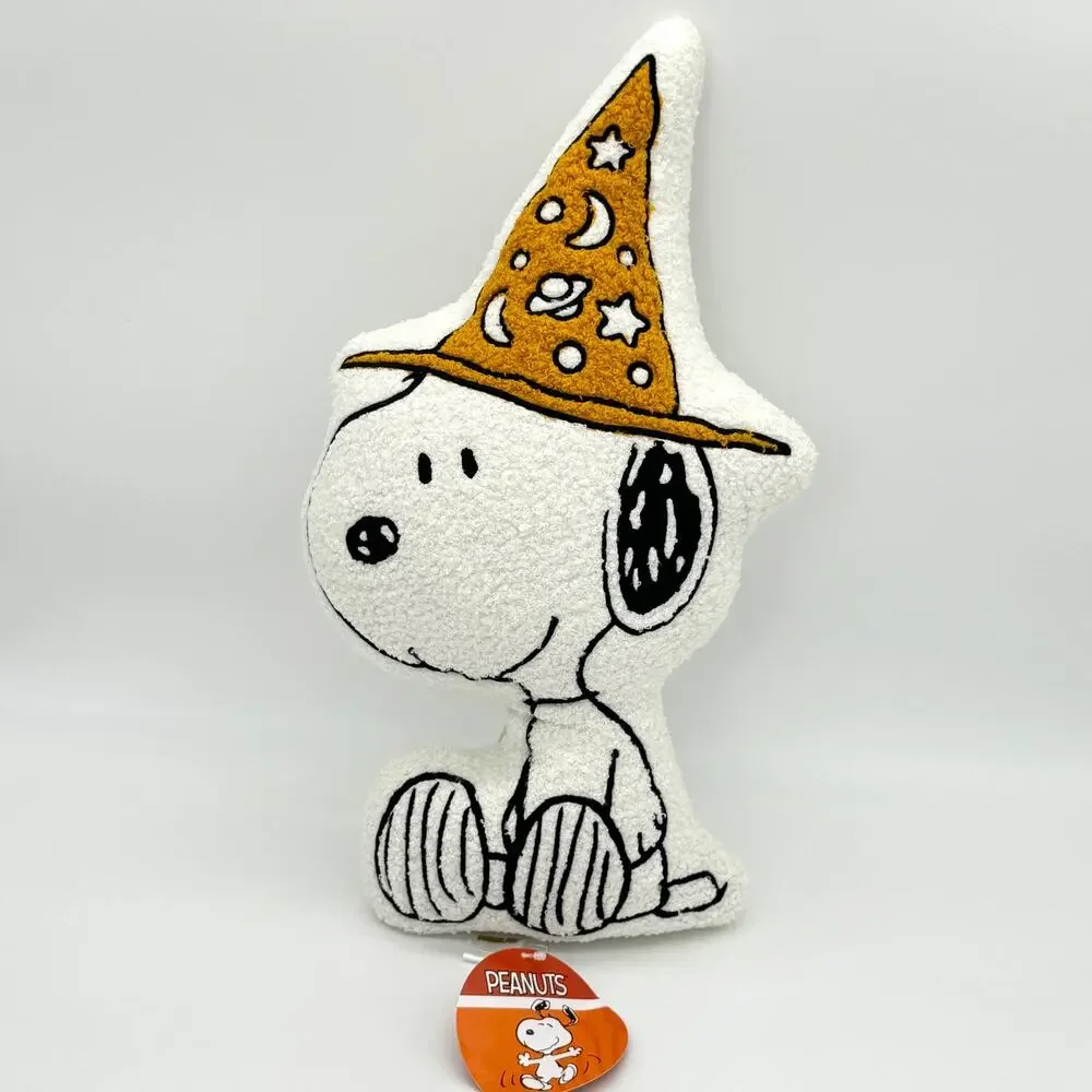 Peanuts Snoopy Shaped Sherpa Pillow Halloween Witch Wizard Hat NEW